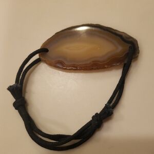 Agate Slice Bracelet with Black Cord